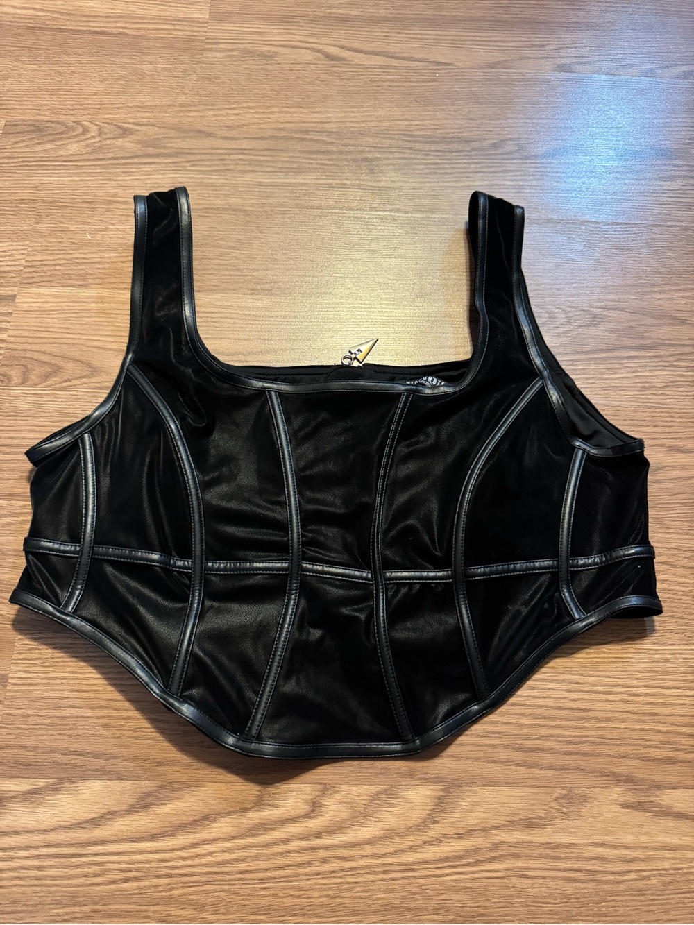 Disturbia Ashen Faux Leather Zip Corset Top READ DESCRIPTION - Picture 7 of 7